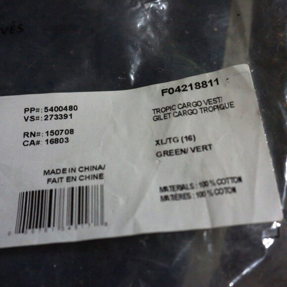 AVON MARK SLEEVELESS GREEN CARGO VEST NEW FRONT ZIP. FRONT POCKETS XL COTTON - Picture 2 of 3
